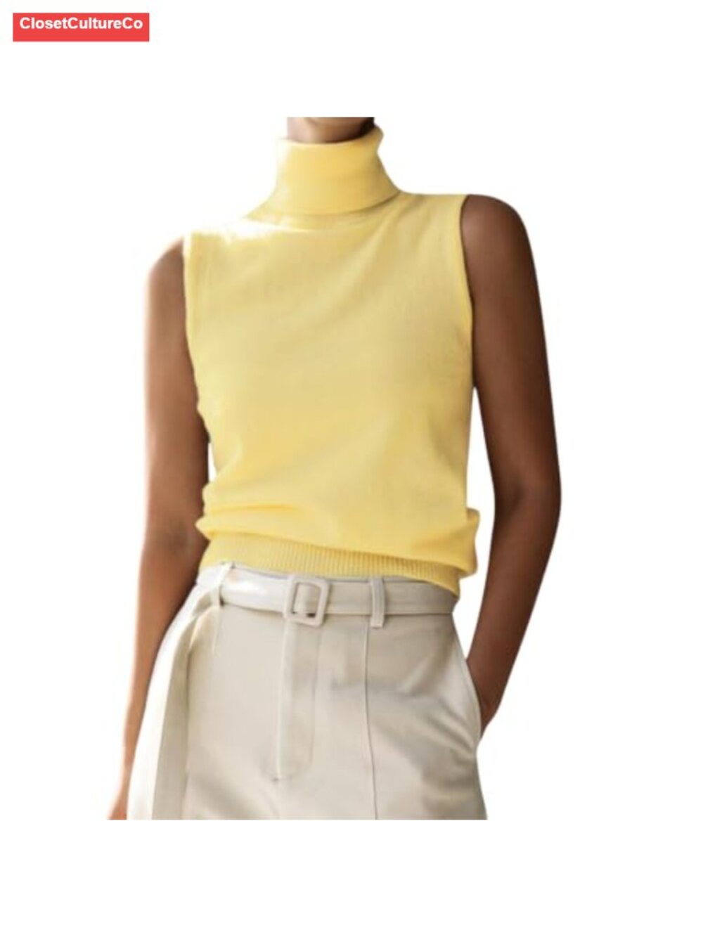 Turtleneck Sweater Vest Sleeveless High Neck Knit Pullover Tank Top